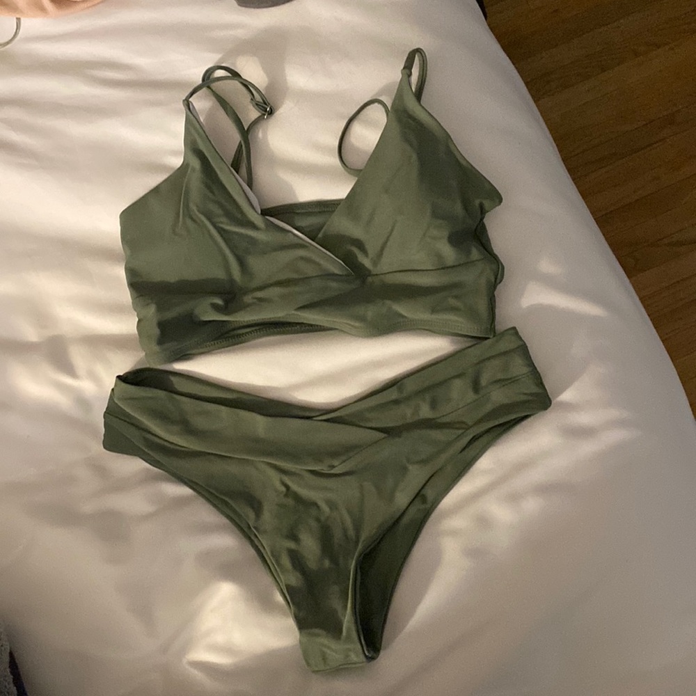 Sage green cheeky bikini